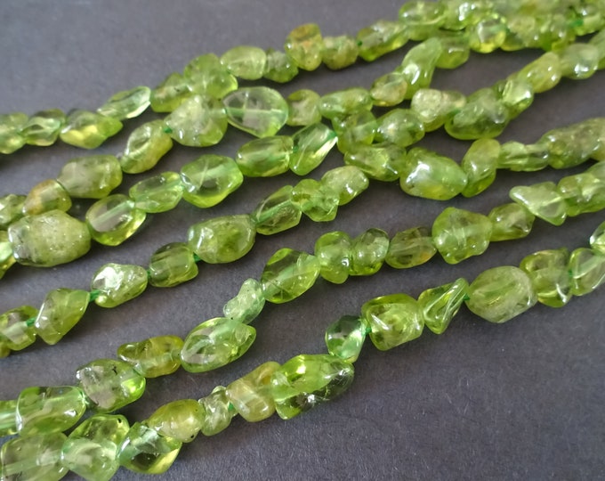 15 Inch Strand 5-11mm Natural Peridot Beads, About 55 Beads, Green Crystal Beads, Olive Green, August Birthstone, Polished Peridot Gems