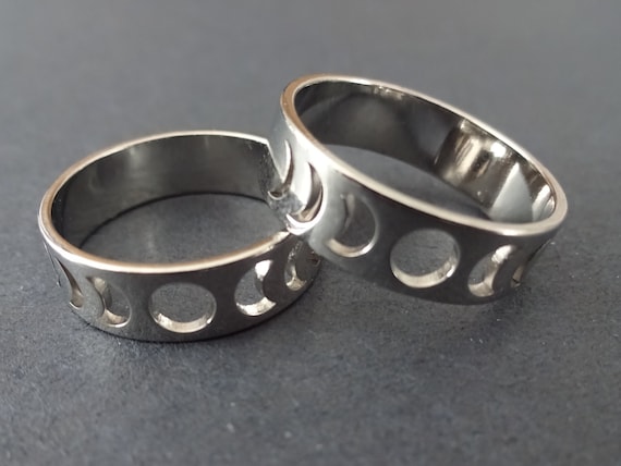Stainless steel cheap moon ring