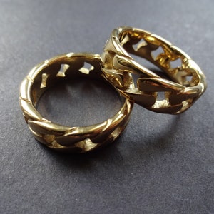 Gold Braided Stainless Steel Ring, Stainless Steel Band, Gold Color Band, Braided Ring, Gold Colored Steel Ring, Twisted Band, Link Pattern