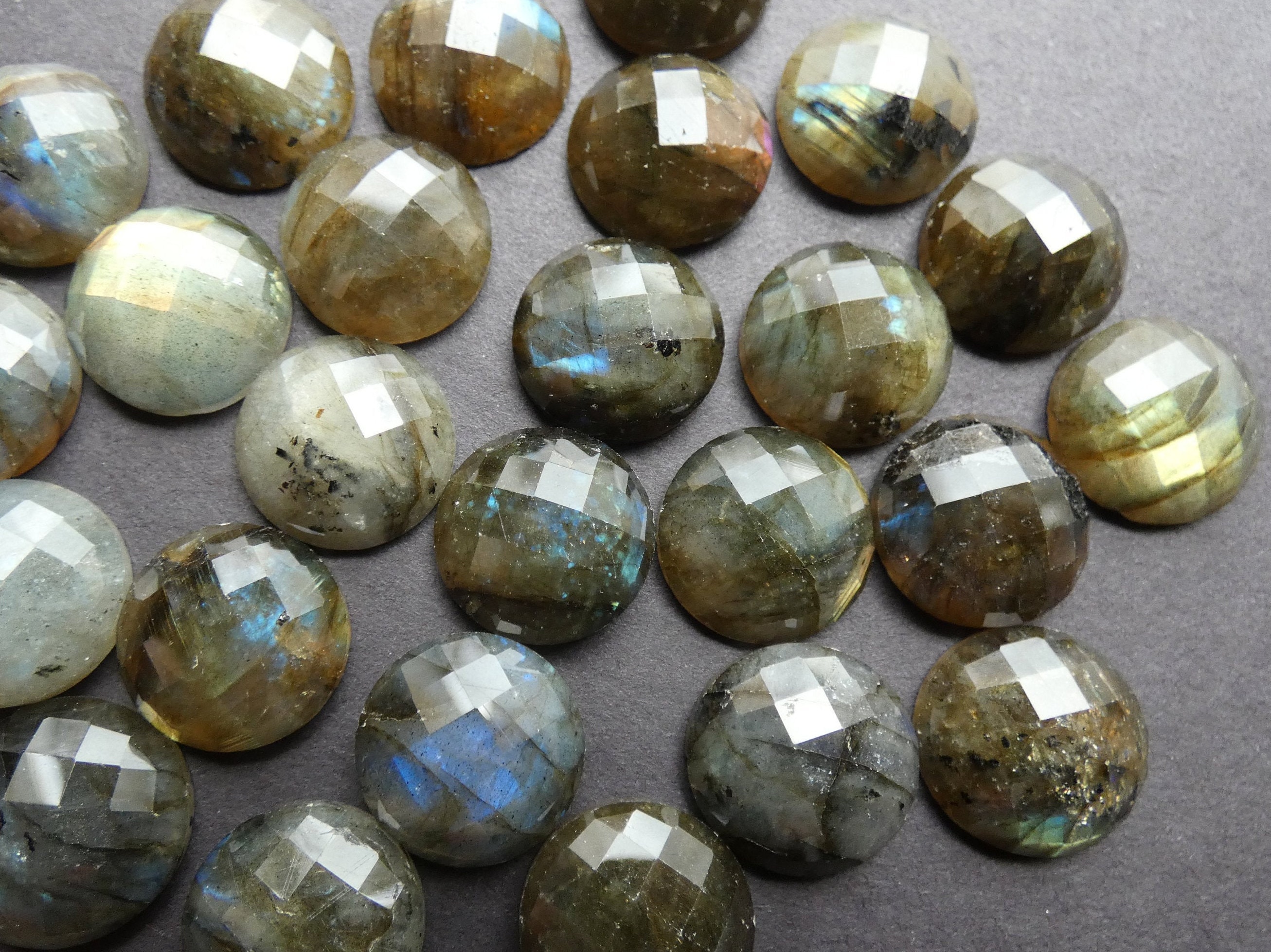 5 Cabochons 23 Mm With Facets Cabochon to Stick to Set Domed