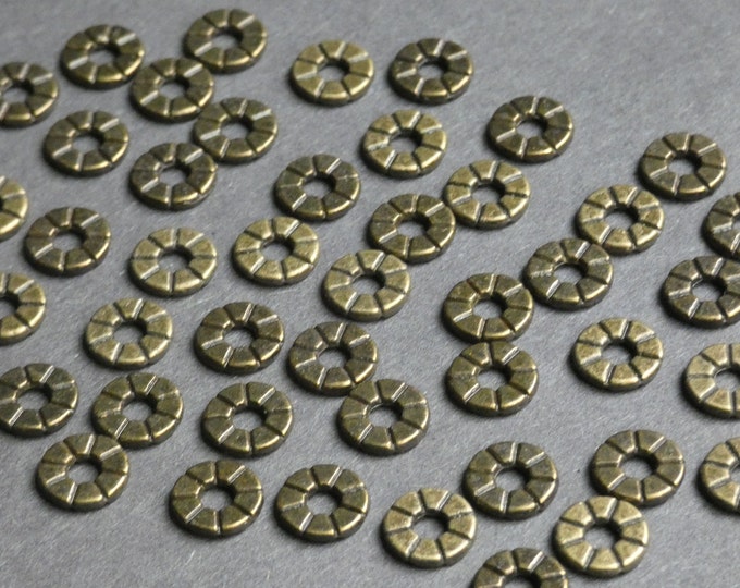 100 Pack of 8mm Metal Flower Bead, Circular Flower Bead, Metal Spacer, Bronze Spacer Beads, Metal Beads, Round Spacer Bead, Floral Bead