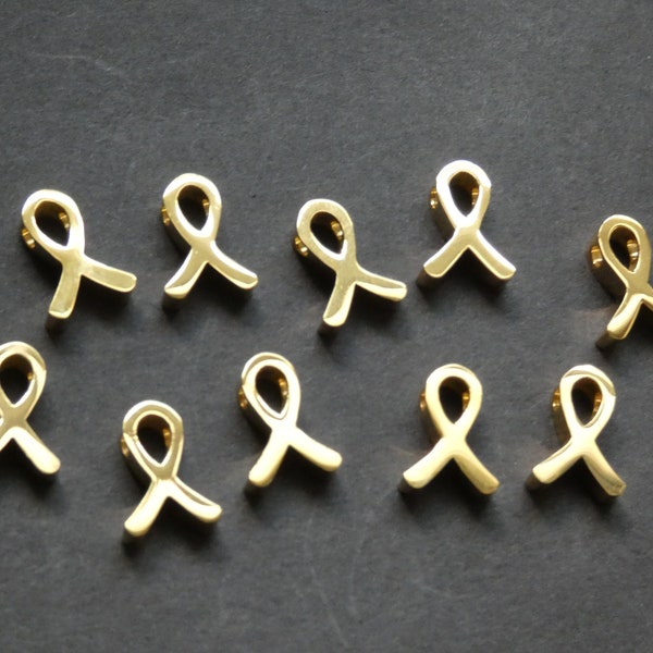 304 Stainless Steel 12mm Cancer Ribbon Charm, 1.8mm Hole, Cancer Awareness Pendant, Bright Gold Color, Cancer Survivor Jewelry Charm