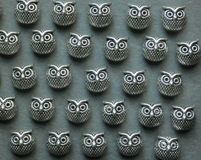 20 PACK 11x11mm Metal Owl Bead, Tibetan Style, Antique Silver Color, Animal Bead, Metal Spacer, Nature Metal Bead, Charms, Embellished Birds