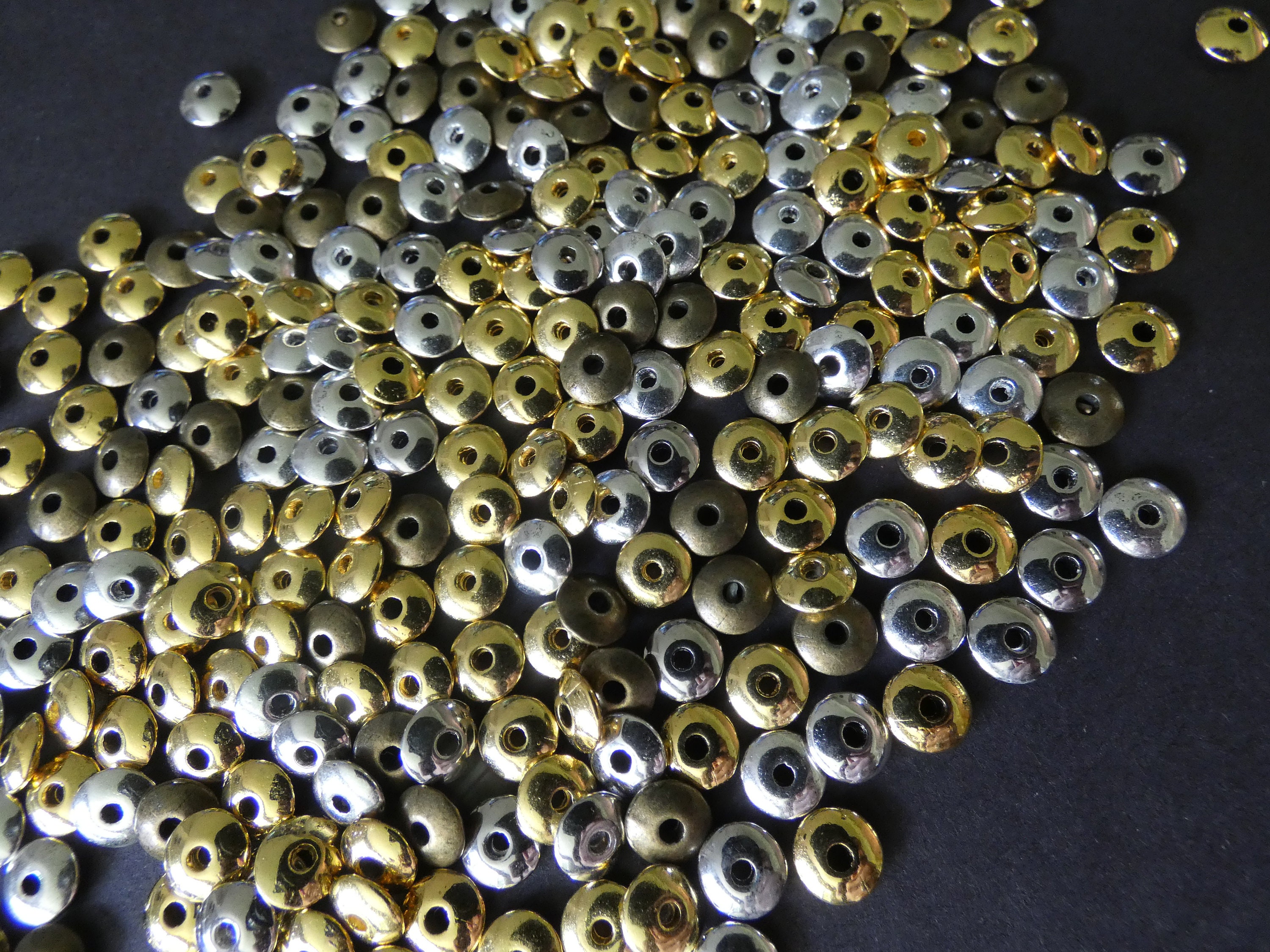flat round metal beads