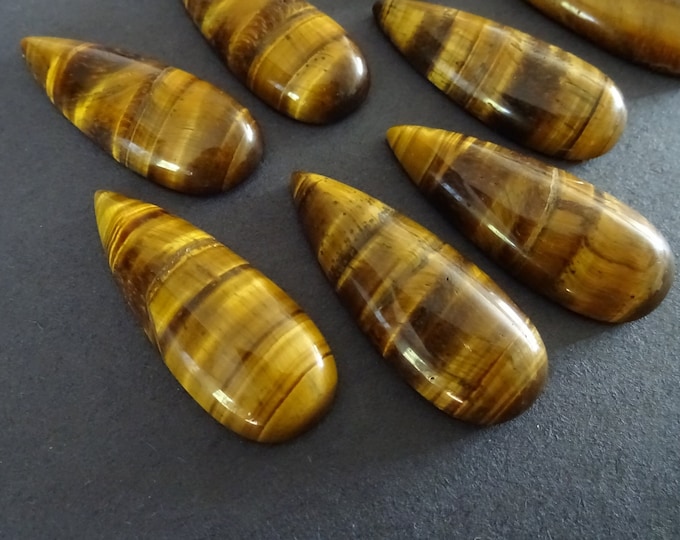 37.5-38mm Natural Tiger Eye Teardrop Cabochon, Gemstone Cabochon, Beautiful Polished Gem, Neutral, Jewelry Making Stone, Tigereye Tear Drop