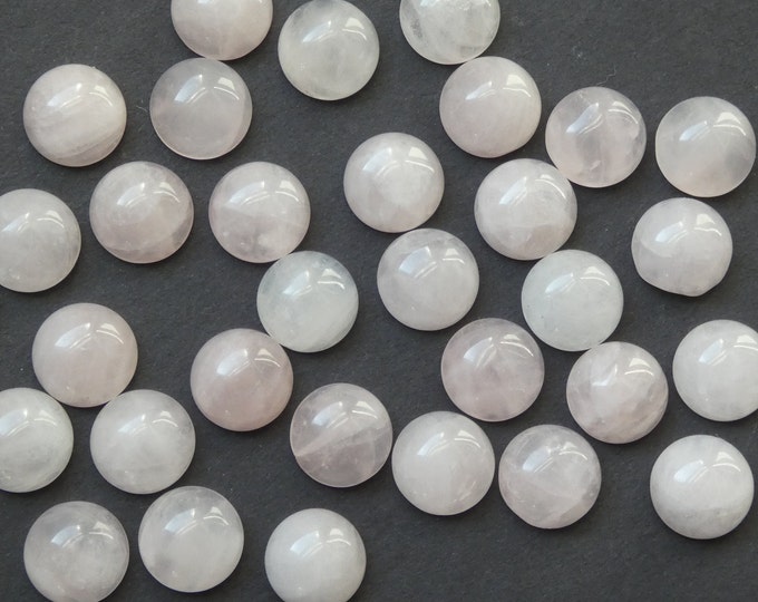 12mm Natural Rose Quartz Cabochon, Round Dome Gemstone Cabochon, Pink Stone, Pretty Gem, Polished Gem, Quartz, Light Pink, Pale, Pastel