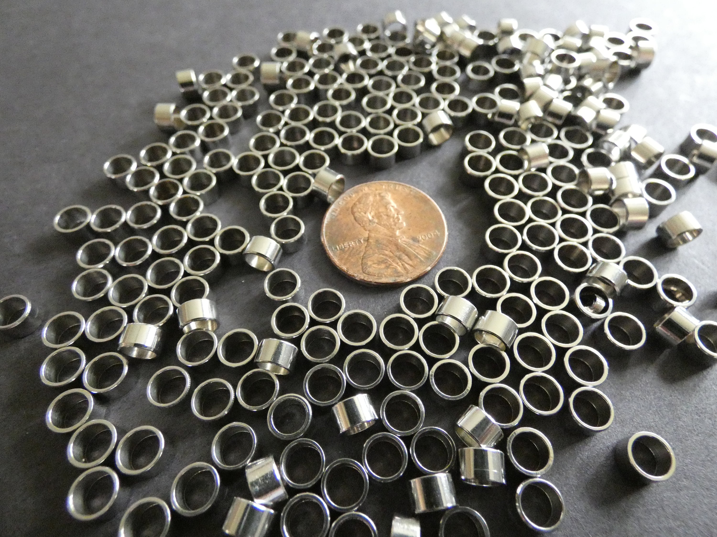 Stainless Steel 5mm Column Beads, Silver Color, 1.5mm Hole, Cylinder