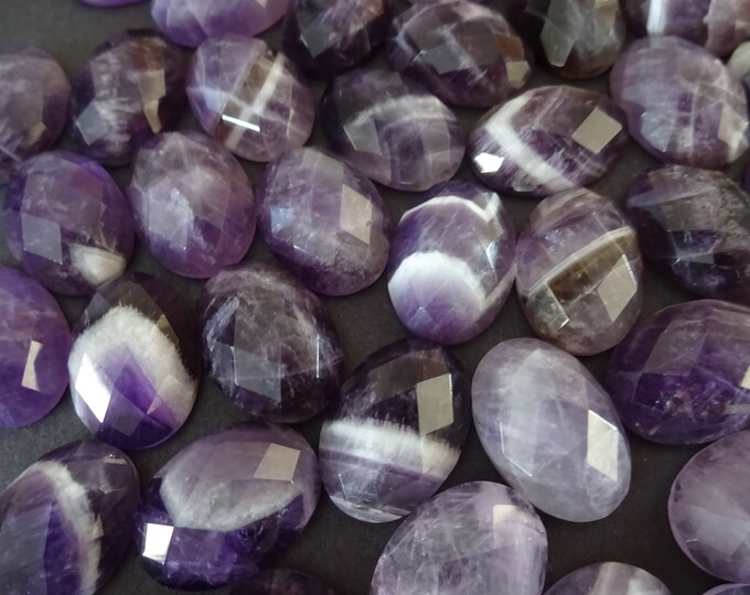 18x13mm Natural Amethyst Gemstone Cabochon, Faceted Oval Cabochon, Polished Gem, High Quality Amethyst, Natural Stone, Faceted Amethyst