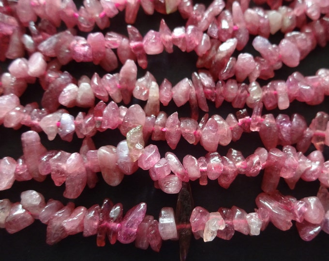 3-12mm Natural Pink Tourmaline Chip Beads, 16 Inch Bead Strand, Natural Stone, Bright Pink Nugget Bead, Tourmaline Crystal Beads