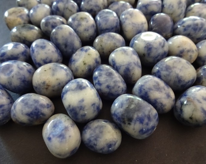 5 PACK 11-21mm Natural Half Drilled Blue Spot Jasper Beads, Polished Nuggets, Blue Gemstones, Earring Stones, Jasper Stones, HALF DRILLED