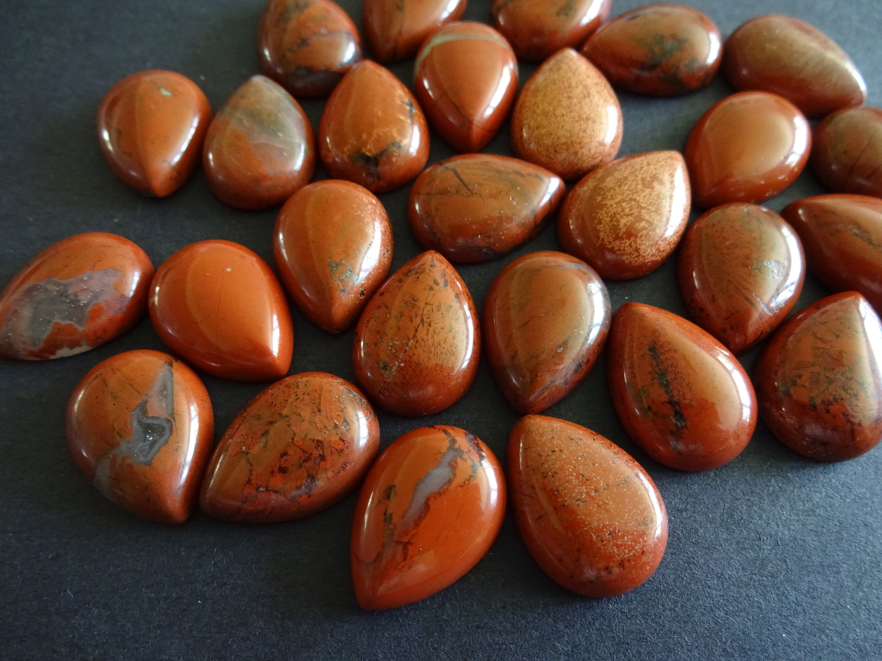 18x13mm Natural Red Jasper Gemstone Cabochon, Teardrop Cabochon