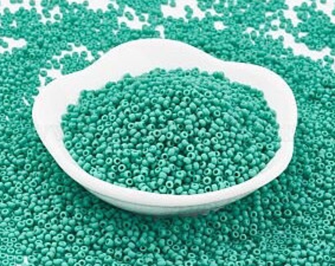 11/0 Toho Seed Beads, Matte Opaque Turquoise (55DF), 10 grams, About 933 Round Seed Beads, 2x1.5mm with .5mm Hole, Matte Opaque Finish