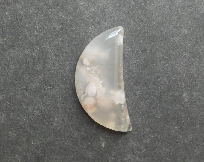 53x25mm Natural Cherry Blossom Agate Cabochon, Gemstone Cabochon, Moon Stone, One of a Kind, Pink and Beige, Only One Available, Agate Moon