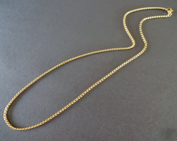 304 Stainless Steel 19.7 Inch Box Chain, With Lobster Claw Clasp, Classic Gold Chain, Link Necklace Chain, Cut To Size, Box Chain Necklace