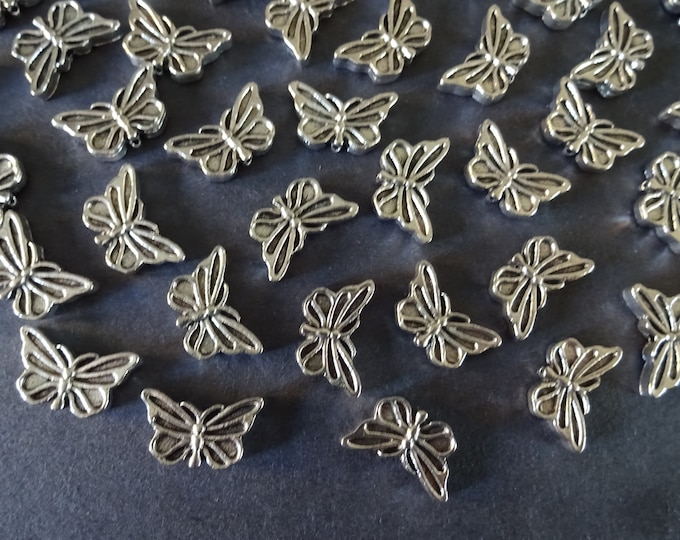 16x10mm Metal Butterfly Bead, Antique Silver Color, Butterfly Bead, Metal Spacer, Metal Bead, Butterflies, Antique Nature Bead