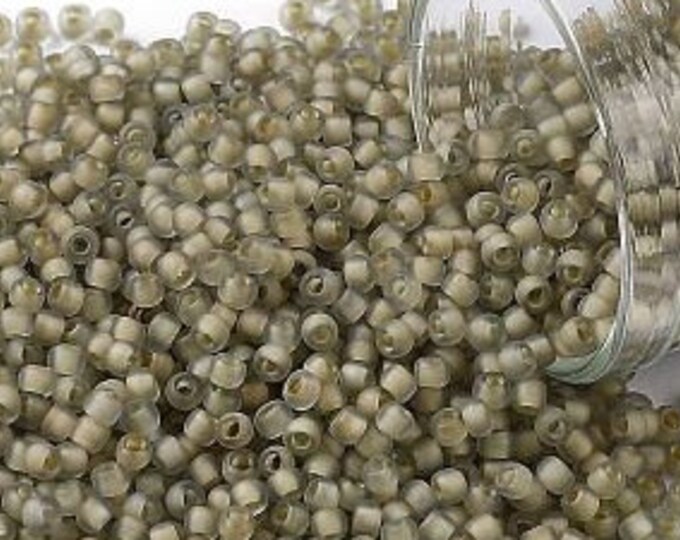 11/0 Toho Seed Beads, Beige Lined Crystal Matte (369FM), 10 grams, About 3000 Round Seed Beads, 2.2mm with .8mm Hole, Matte Finish