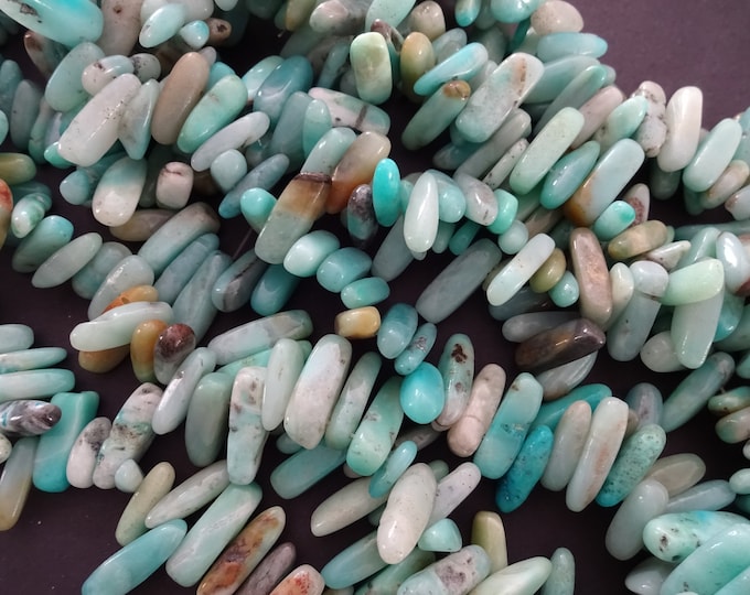 15 Inch 10-30mm Natural Amazonite Bead Strand, About 65-85 Stones, Pale Blue, Polished Natural Nugget Stones, Drilled Amazon Stone Pebbles