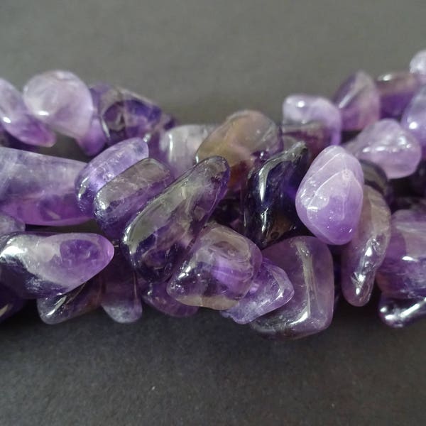 4-14mm Natural Amethyst Nugget Beads, 15-16 Inch Strand Of About 75 Beads, Natural Stone Beads, Purple Amethyst Beads, Mixed Size Rock Chips