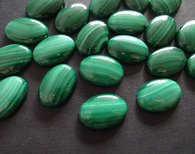 25x18mm Natural Green Malachite Gemstone Cabochon, Oval Cabochon, Polished, Stone Cabochon, Natural Gemstone, Striped, Malachite Gemstone