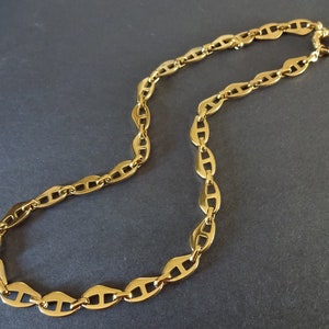 18K Gold Plated 304 Stainless Steel 16.25 Inch Mariner Chain, With Brass Ring Clasp, Chic Gold Chain, DIY Link Necklace Chain, Cut To Size,