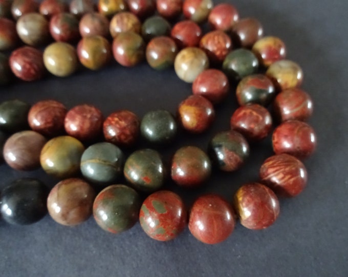 12mm Natural Picasso Jasper Bead Strand, Picasso Stone Beads, 15 Inch Strand Of About 32 Ball Beads, Jasper Beads, Natural Gemstone