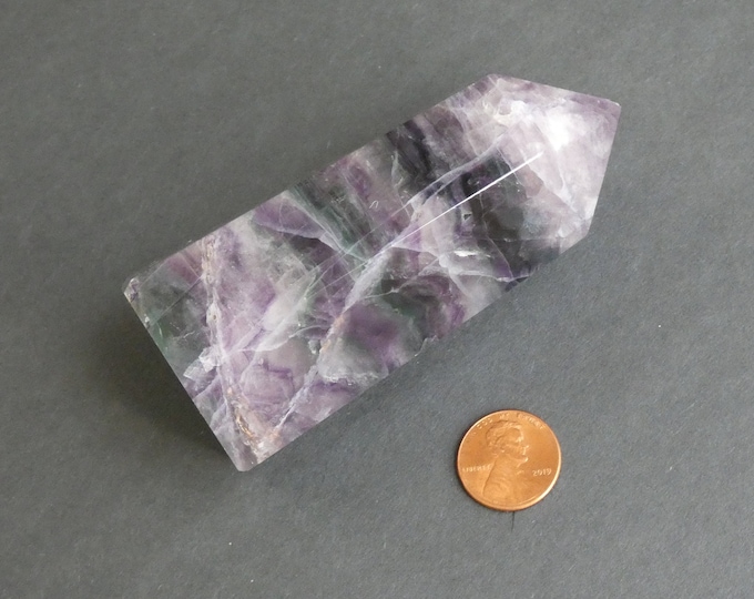 94x46mm Natural Fluorite Prism, Hexagon Prism, One of a Kind, As Seen In Image, Only One Available, Home Decoration, Fluorite Prism