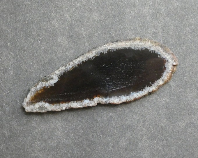 82x32mm Natural Agate Slice Cabochon, Gemstone Cabochon, Brown Agate Slice, Dyed, One of a Kind, Only One Available, Unique Agate Nugget