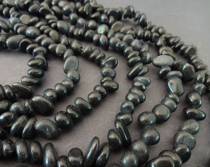 15 Inch Natural Black Obsidian 10-15mm Bead Strand, About 60 Nugget Beads, Drilled Black Obsidian Crystals, LIMITED SUPPLY, Hot Deal!