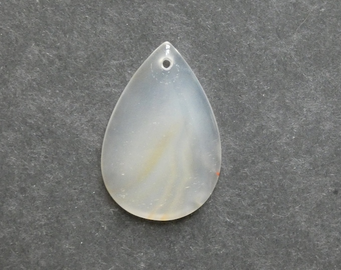 42x28mm Natural Agate Pendant, Gemstone Pendant, One of a Kind, Large Teardrop, Clear & Yellow, Dyed, Only One Available, Unique Agate Stone