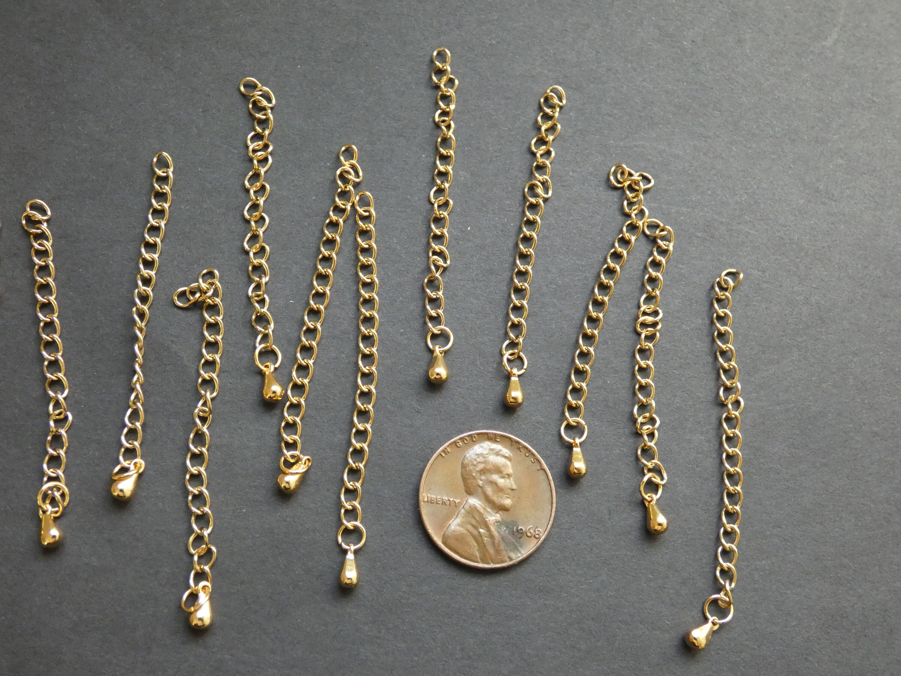 50mm Stainless Steel Extender Chains, Gold Color, Twist Extendar Chain