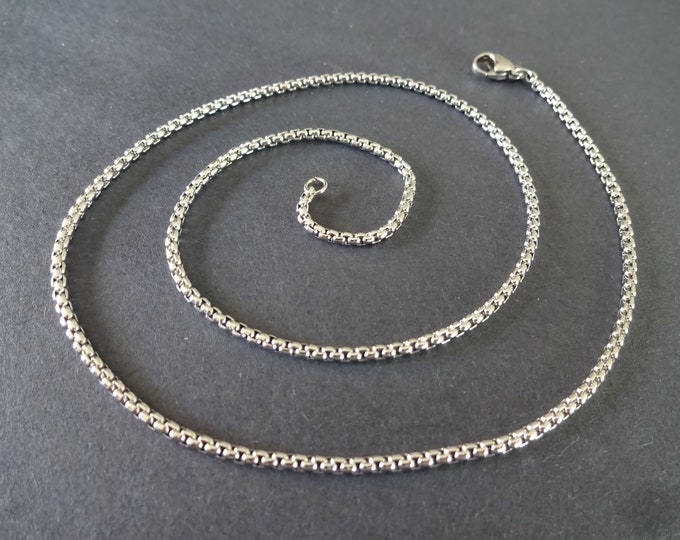 304 Stainless Steel 17.7 Inch Box Chain, With Lobster Claw Clasp, Classic Silver Chain, Link Necklace Chain, Cut To Size, Box Chain Necklace