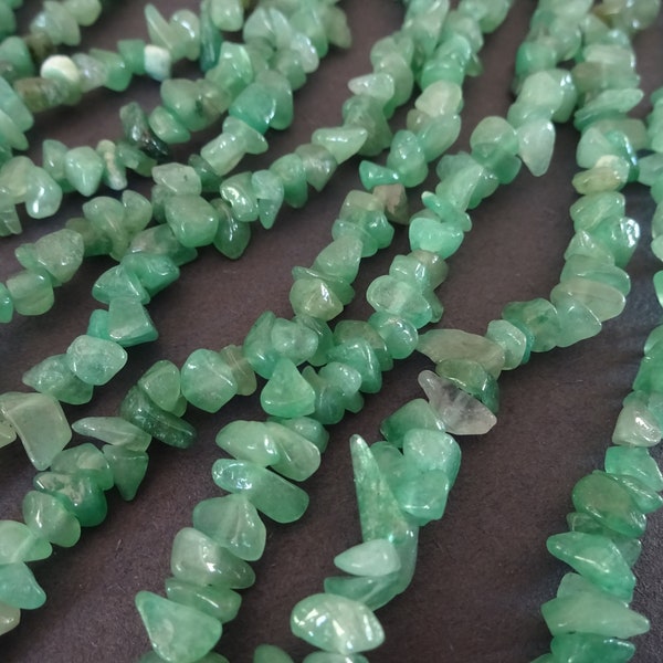 31.5 Inch 5-8mm Natural Green Aventurine Beads, About 225+ Gemstone Beads, Polished Aventurine  Crystal, Drilled 1mm Hole, Green Quartz