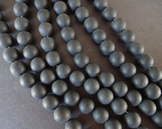 10mm Natural Matte Black Agate Ball Beads, Dyed, 16 Inch Strand With About 39 Beads, Round Agate Bead, Unpolished Stones, 10mm Ball Bead