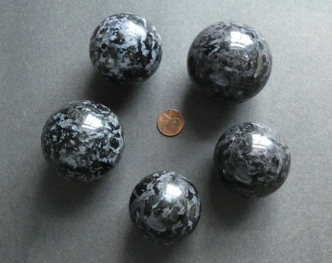 45-55mm Natural Indigo Gabbro Sphere, Large Sphere, One of a Kind , As Pictured Indigo Gabbro, Unique Stone, Healing,Mystic Merlinite Sphere