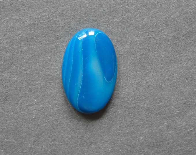 28x18x6mm Natural Striped Agate Cabochon, Banded Agate, Gemstone Cabochon, Oval, Blue, Dyed & Heated, One of a Kind, Only One Available