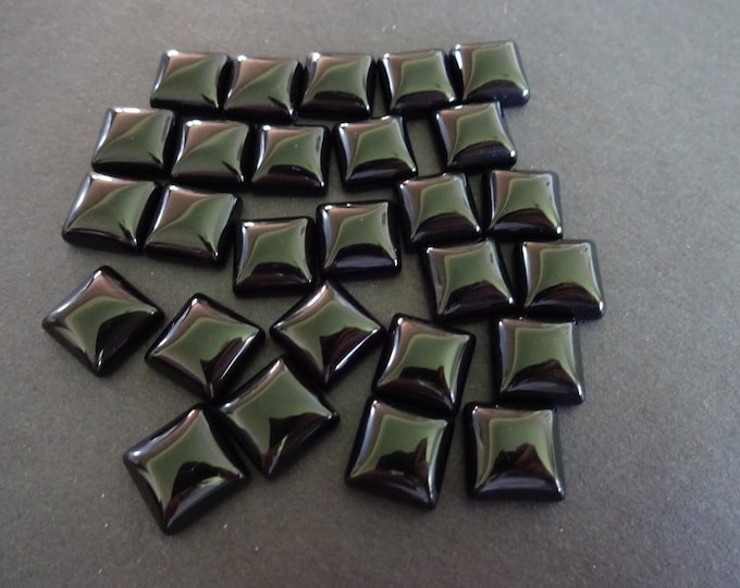 10x10mm Natural White Jade Gemstone Cabochon, Dyed,  Black Square Cab, Polished Gem Cabochon, Natural Stone, Jade Stone, Classic Black Cabs