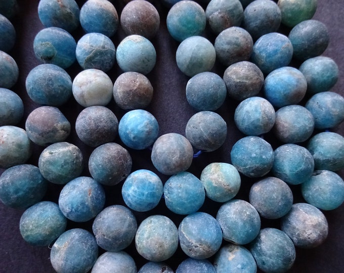 15 Inch Strand 7.5-8mm Natural Apatite Ball Beads, About 47 Beads, Frosted, Unfinished, Blue Gemstone Beads, 8mm Mineral Ball Bead