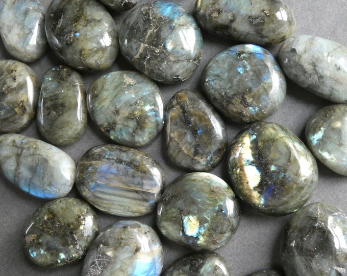 42-77mm 2 Pack Natural Labradorite Stones, Large Labradorite Stones, Natural Labradorite Palm Stones, Unique 2 Pack, Stone Set, Iridescent