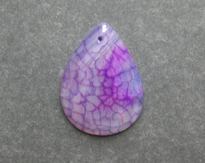 48x35mm Natural Fire Agate Pendant, Large Teardrop Pendant, Purple, Dyed, Gemstone Pendant, One of a Kind, Only One Available, Unique Agate