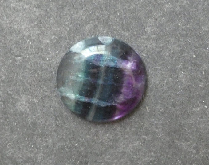 25mm Natural Fluorite Cabochon, Gemstone Cabochon, Dome Cabochon, Blue and Purple, One of a Kind, As Seen in Image, Unique Fluorite Stone