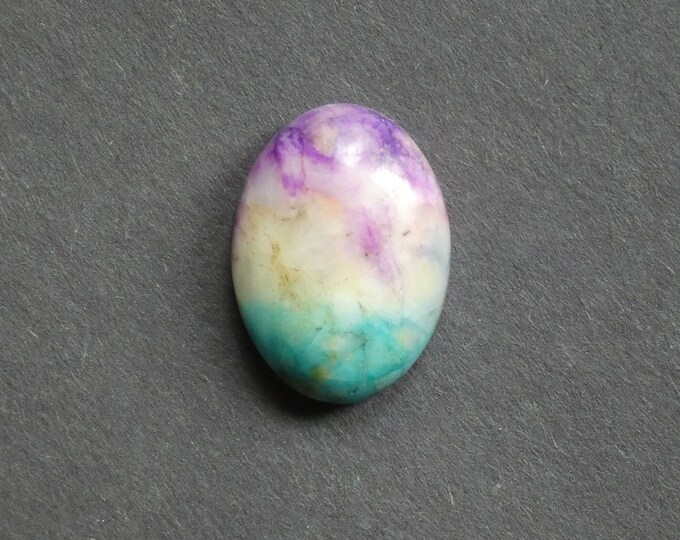 30x22x7.5mm Natural Calcite Cabochon, Gemstone Cabochon, Blue and Purple, Dyed, Oval, One of a Kind, Only One Available, Multicolor Calcite