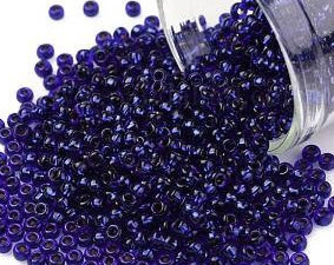 11/0 Toho Seed Beads, Copper Lined Transparent Sapphire (743), 10 grams, About 1110 Round Seed Beads, 2.2mm w/ .8mm Hole, Transparent Finish