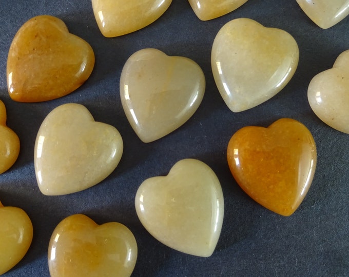 25mm Natural Topaz Heart Cabochon, Heart Shape Cabochon, Flat Back, Polished Stone Cab, Natural Stone, Topaz Stone, Heart Gemstone