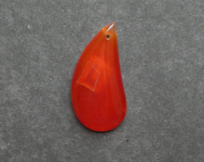 46x23mm Natural Agate Pendant, Gemstone Pendant, Large Teardrop, Orange, Dyed, One of a Kind, Only One Available, Unique Agate Pendant