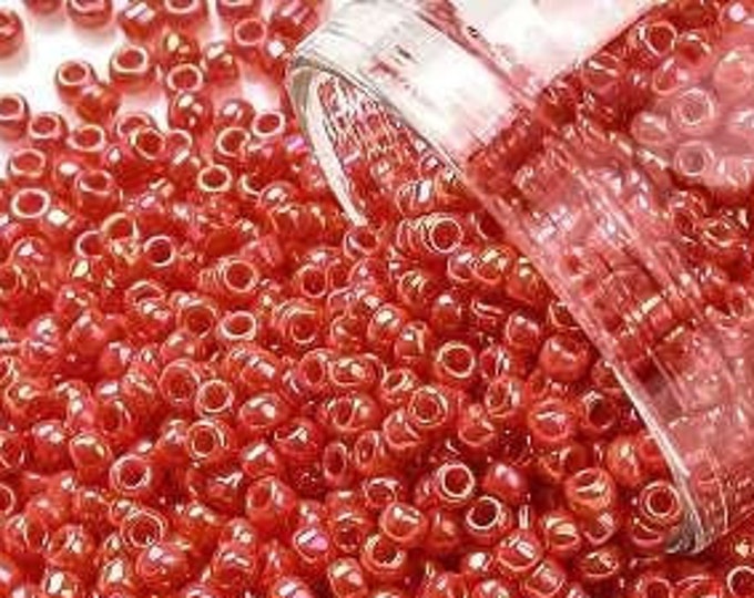 11/0 Toho Seed Beads, Opaque AB Pumpkin (410), 10 grams, About 1103 Round Seed Beads, 2.2mm with .8mm Hole, AB Finish