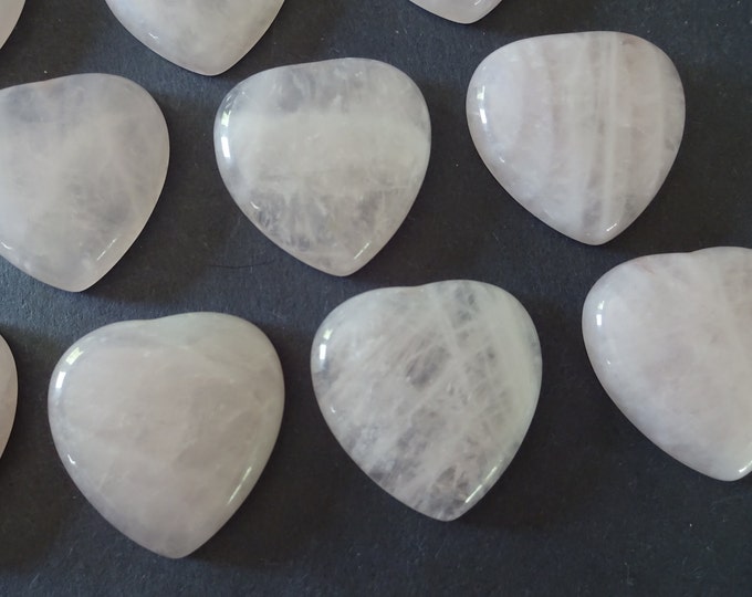 30x30mm Natural Rose Quartz Heart Cabochon, Gemstone Cabochon, Polished Gem, Heart Gemstone, Light Pink Stone, Rose Quartz Jewelry Making