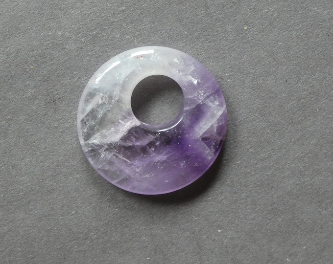 40mm Natural Amethyst Pendant, Large Round Pendant, Purple, One of A Kind, Gemstone Pendant, Only One Available, Large Amethyst Pendant
