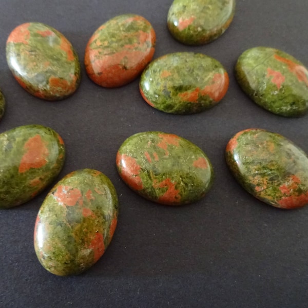 25x18mm Natural Unakite Gemstone Cabochon, Oval Cabochon, Polished Gem, Stone Cabochon, Natural Gemstone, Green and Pink Stone, Polished