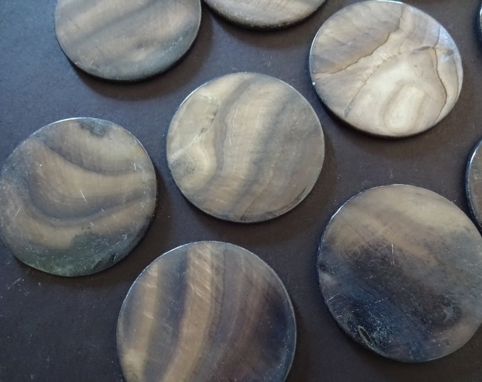 40mm Natural Shell Cabochons, Flat Round Seashell Cabs, Gray, Large Round Shell Cab, Beachy Freshwater Shell Jewelry