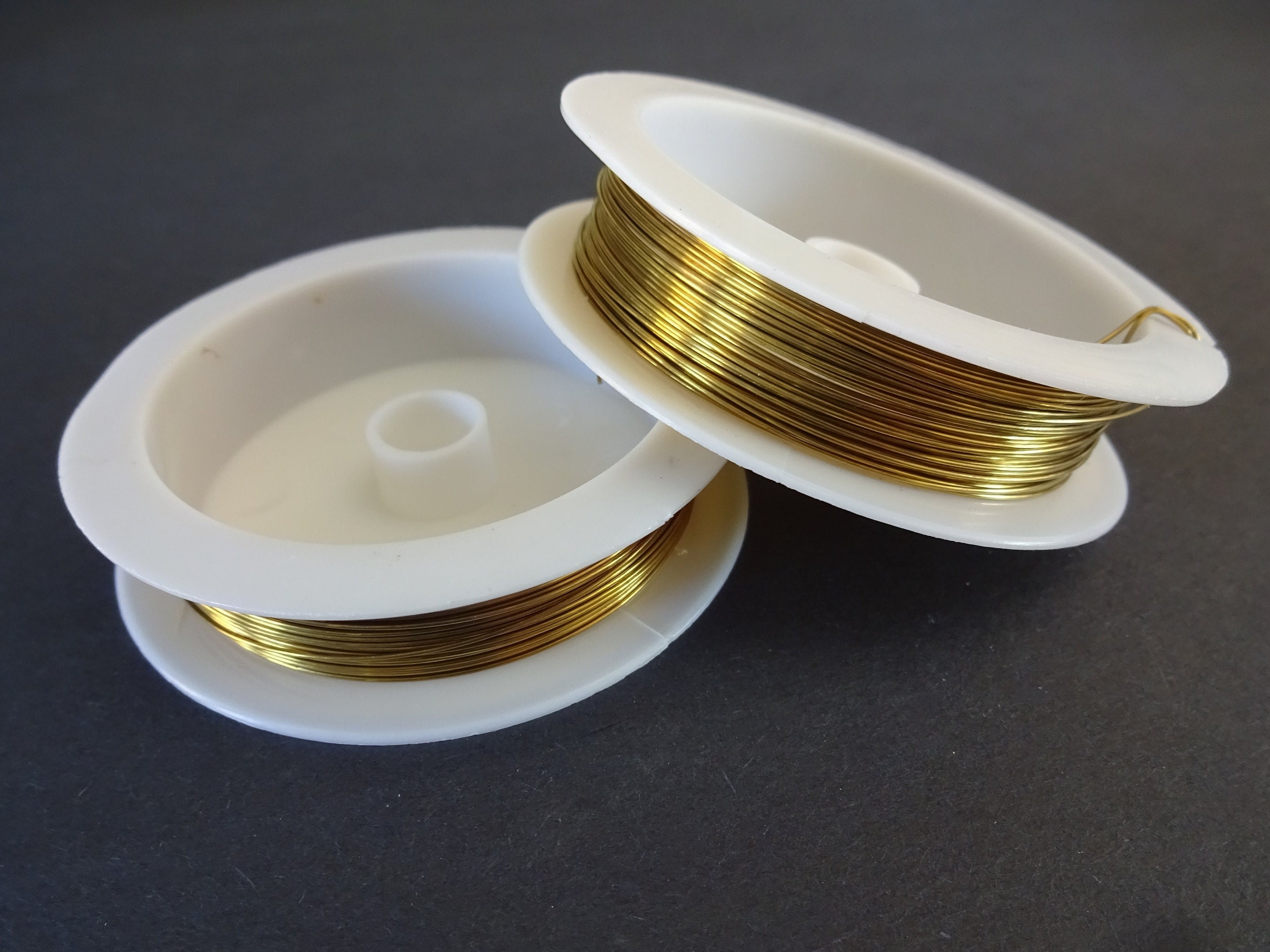 8 Meters of 0.5mm Copper Wire, Gold Color, 24 Guage Wire, Spools For